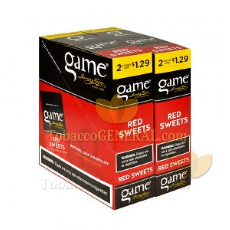 Game Cigarillos Foil Red Sweets 2 for 1.29 Pre-Priced 30 Packs of 2