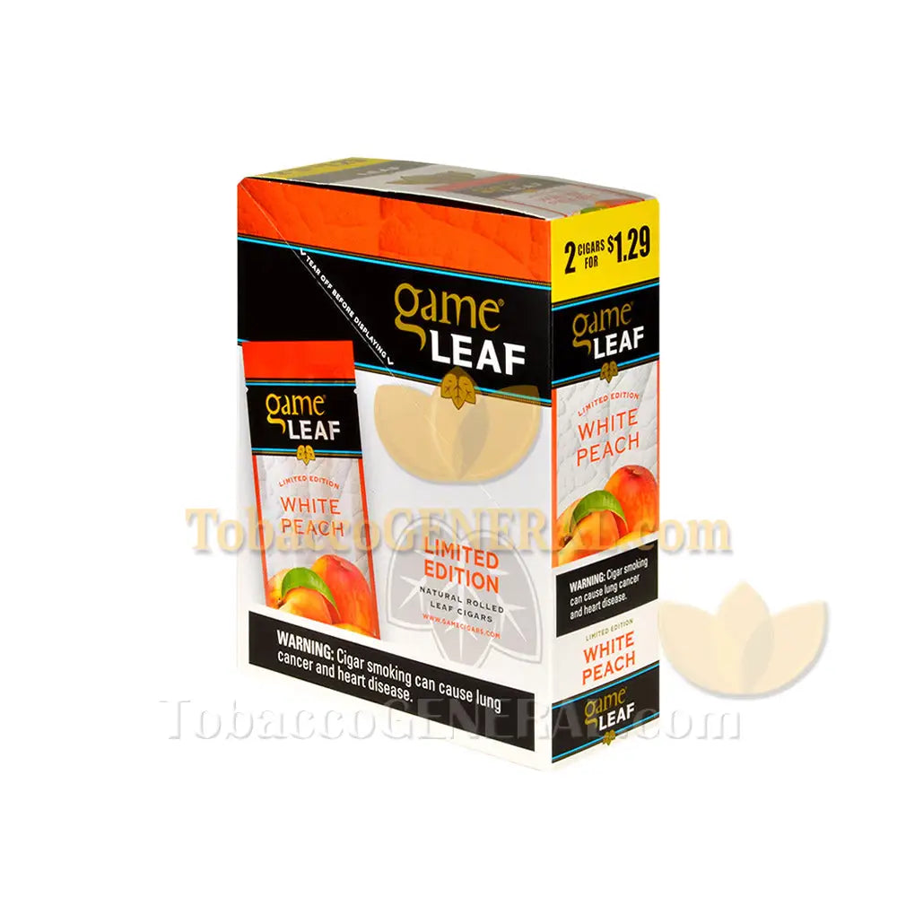 Game Leaf Cigarillos 1.29 Pre-Priced 15 Packs of 2 White Peach