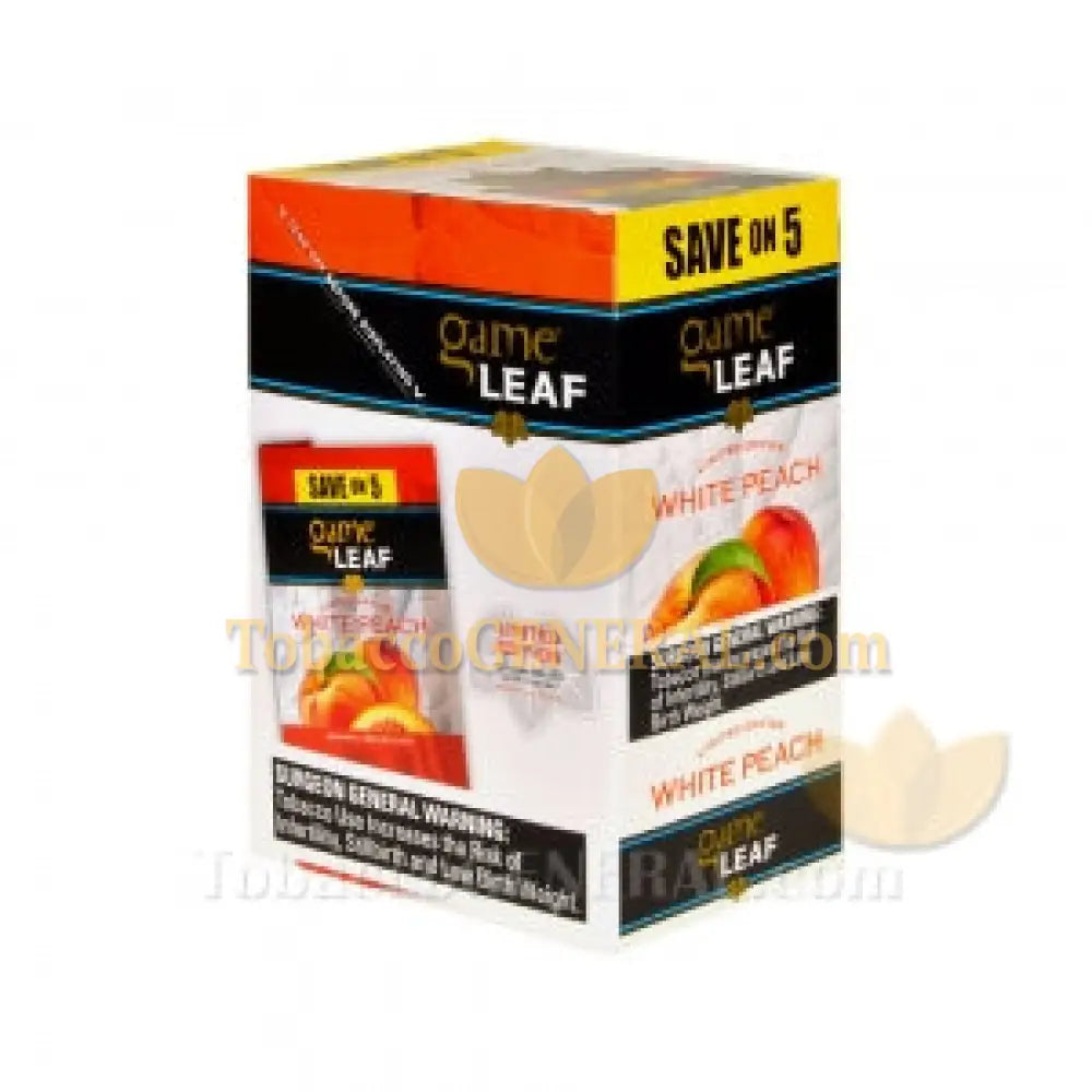 Game Leaf Cigarillos Save on 5 White Peach 8 Packs of 5