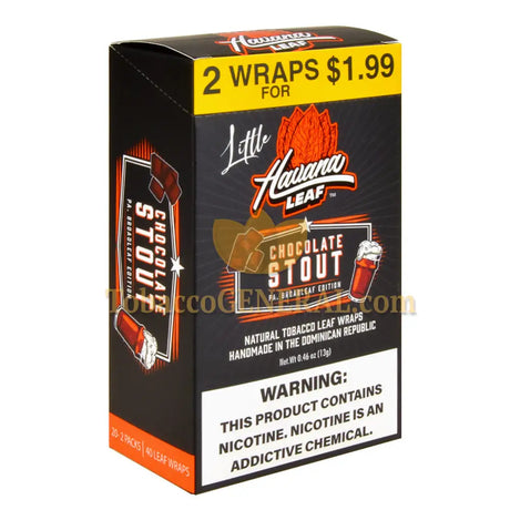 Havana Leaf Little Tobacco Wraps Chocolate Stout $1.99 Pre-Priced 20 Packs of 2