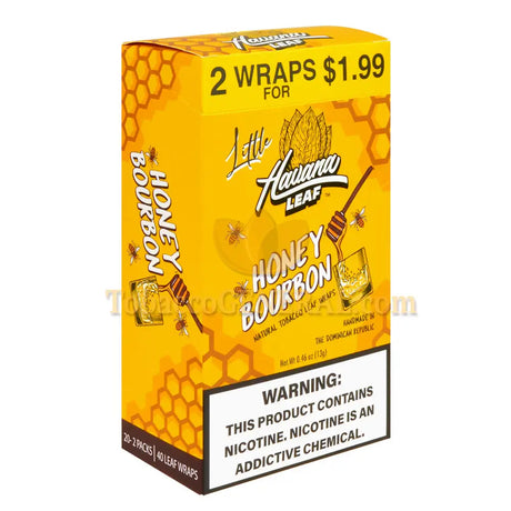 Havana Leaf Little Tobacco Wraps Honey Bourbon $1.99 Pre-Priced 20 Packs of 2