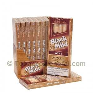 Middleton's Black & Mild Wood Tip Wine Cigars 10 Packs of 5