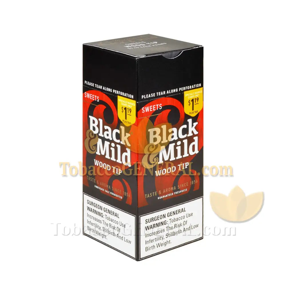 Middleton’s Black & Mild Wood Tip Sweets 1.19 Pre-Priced Cigars Box of 25