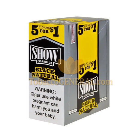 Show Cigarillos Black Natural Pre Priced 15 Pouches of 5