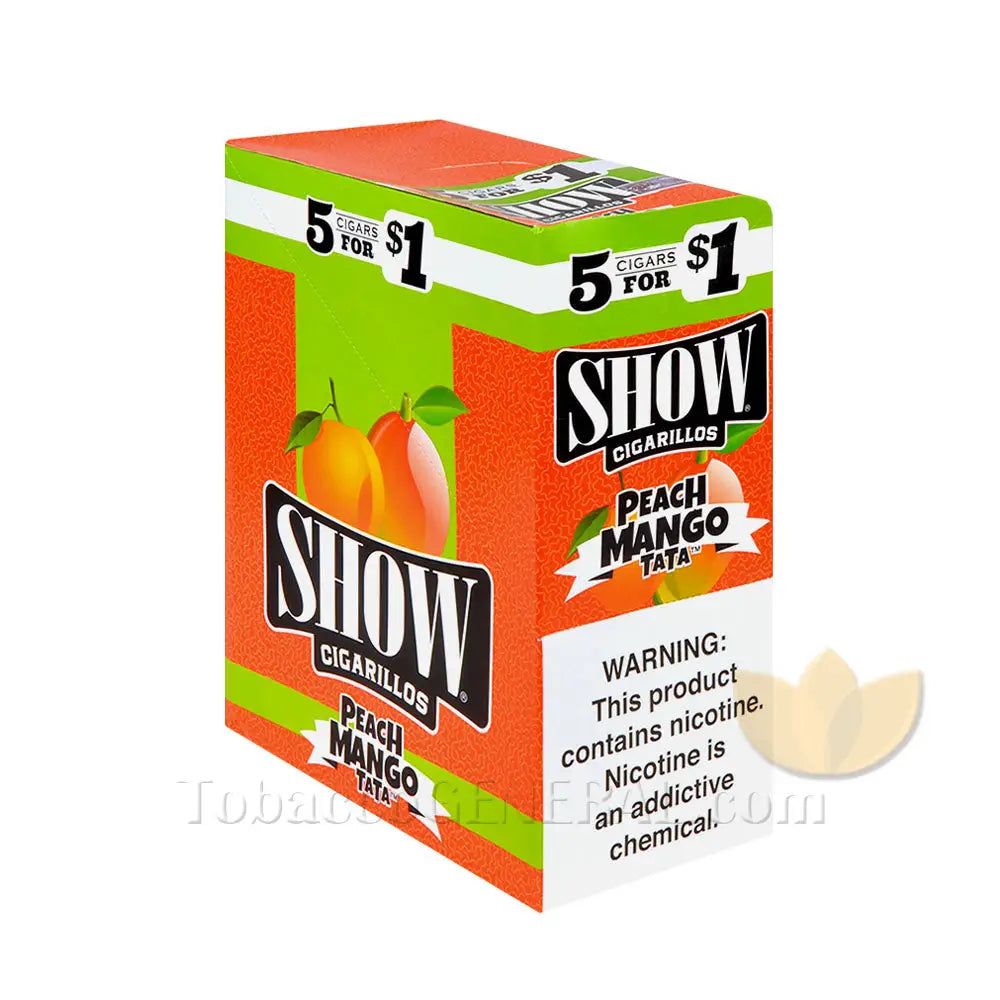 Show Cigarillos Peach Mango TaTa Pre Priced 15 Packs of 5