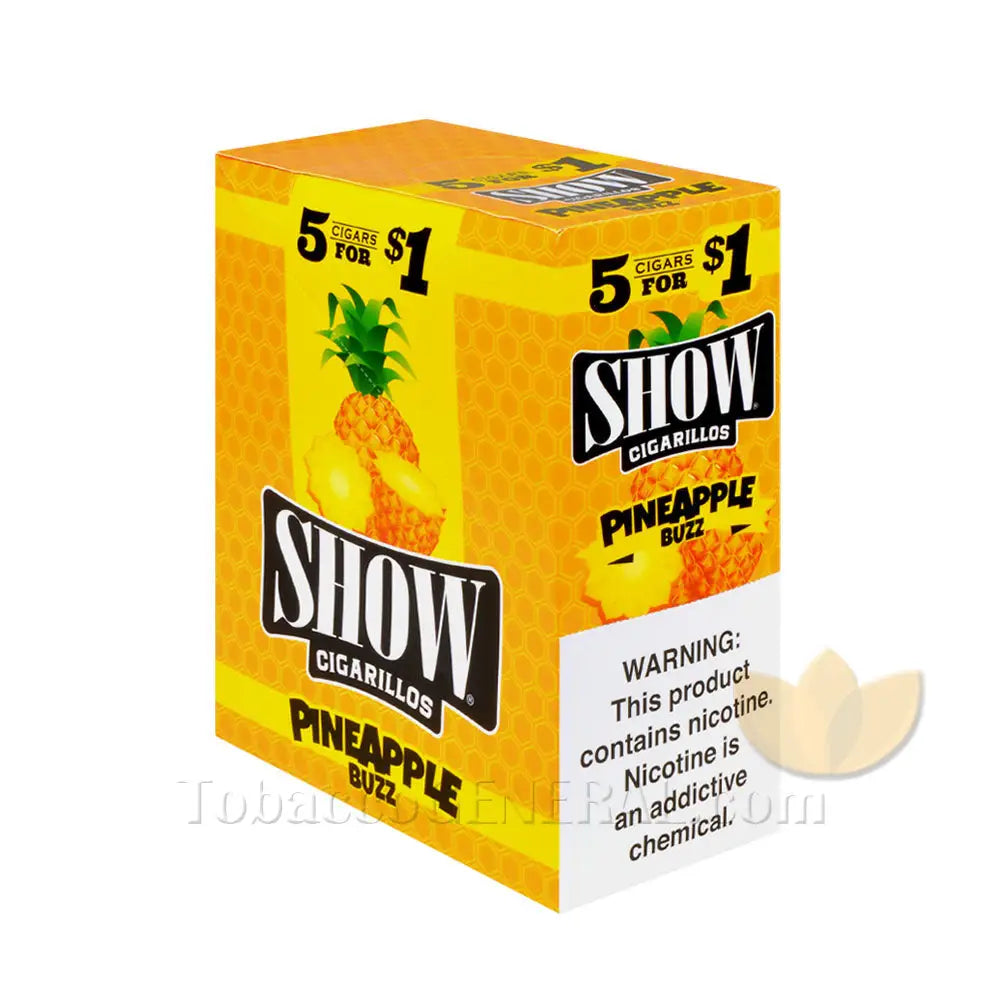 Show Cigarillos Pineapple Buzz Pre Priced 15 Packs of 5