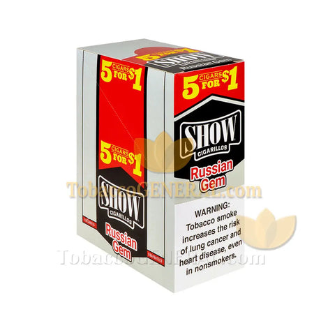 Show Cigarillos Russian Gem Pre Priced 15 Packs of 5