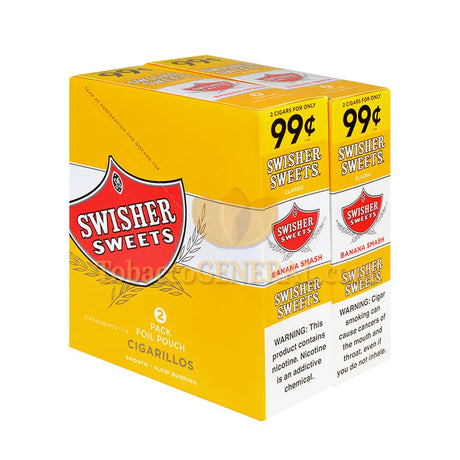 Swisher Sweets Banana Smash Cigarillos 99c Pre-Priced 30 Packs of 2