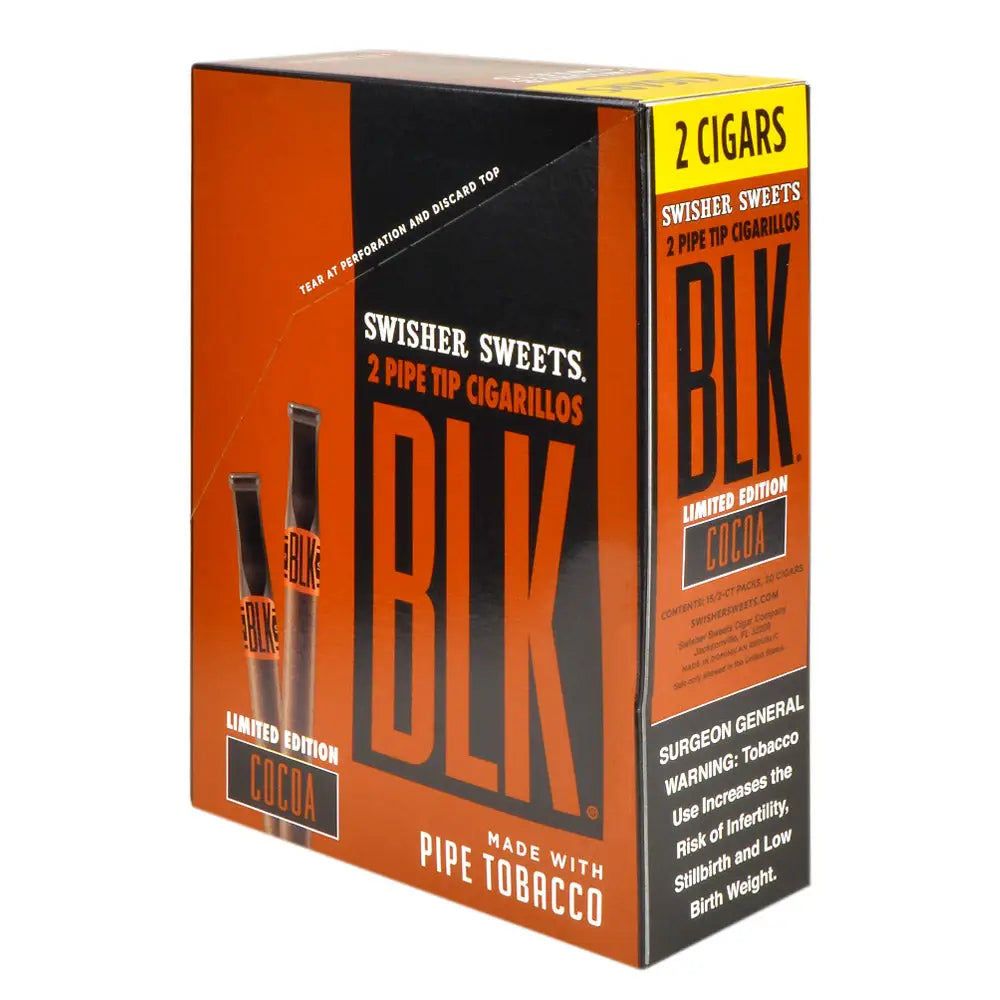 Swisher Sweets BLK Cocoa Tip Cigarillos 15 Packs of 2