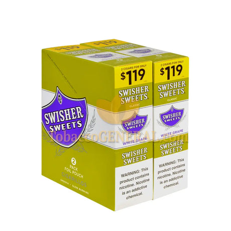 Swisher Sweets White Grape Cigarillos 1.19 Pre-Priced 30 Packs of 2