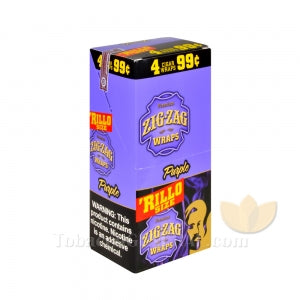 Zig Zag Rillo Size Cigar Wraps Purple 15 Packs of 4 Pre-Priced ...