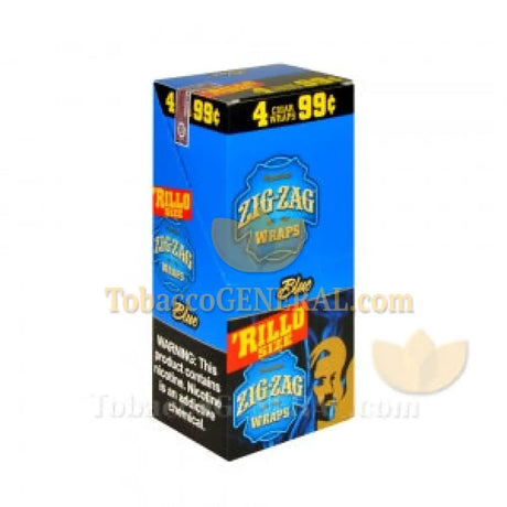 Zig Zag Rillo Size Cigar Wraps Blue 15 Packs of 4 Pre-Priced