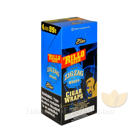 Zig Zag Rillo Size Cigar Wraps Blue 15 Packs of 4 Pre-Priced