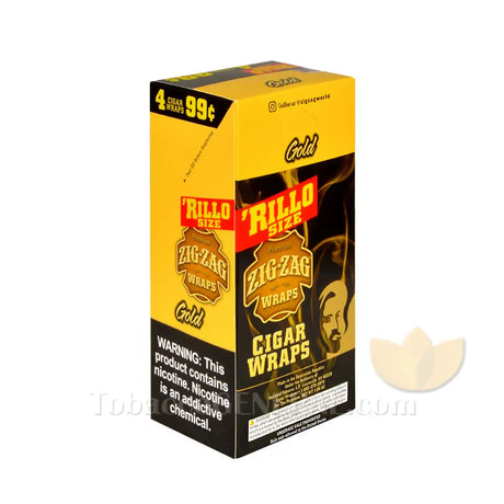 Zig Zag Rillo Size Cigar Wraps Gold 15 Packs of 4 Pre-Priced