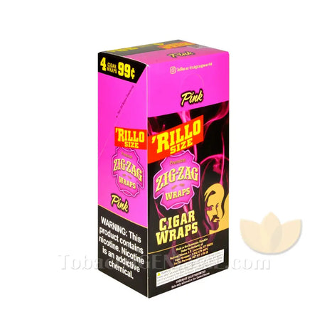 Zig Zag Rillo Size Cigar Wraps Pink 15 Packs of 4 Pre-Priced