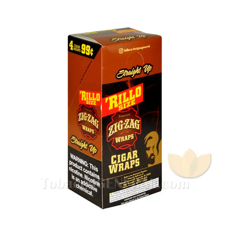 Zig Zag Rillo Size Cigar Wraps Straight Up 15 Packs of 4 Pre-Priced