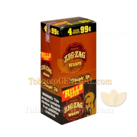 Zig Zag Rillo Size Cigar Wraps Straight Up 15 Packs of 4 Pre-Priced