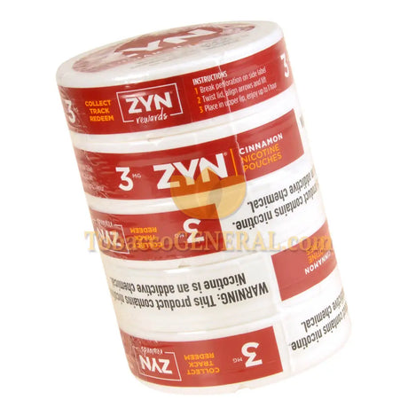 ZYN Nicotine Pouches 3mg 5 Cans of 15 Cinnamon