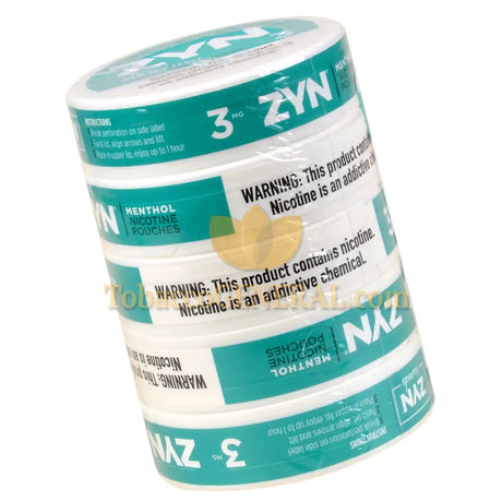 ZYN Nicotine Pouches 3mg 5 Cans of 15 Menthol