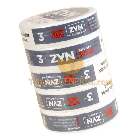 ZYN Nicotine Pouches 3mg 5 Cans of 15 Smooth