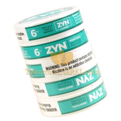 ZYN Nicotine Pouches 6mg 5 Cans of 15 Menthol