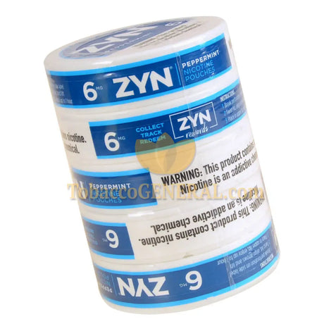 ZYN Nicotine Pouches 6mg 5 Cans of 15 Peppermint